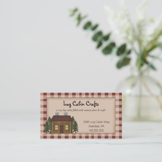 Rustikale Blockhütte Visitenkarte (Stehend Vorderseite)