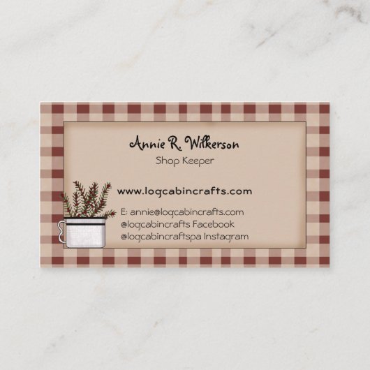 Rustikale Blockhütte Visitenkarte (Rückseite)