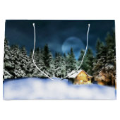 Rustikale Blockhütte Vollmond Große Geschenktüte (Vorderseite)