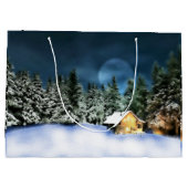 Rustikale Blockhütte Vollmond Große Geschenktüte (Rückseite)