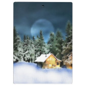 Rustikale Blockhütte Vollmond Klemmbrett (Rückseite)