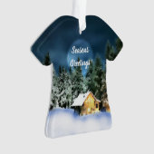 Rustikale Blockhütte Vollmond Ornament (Vorderseite)