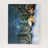 Rustikale Blockhütte Vollmond Puzzle (Vertikal)