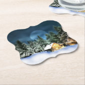 Rustikale Blockhütte Vollmond Untersetzer (angewinkelt)