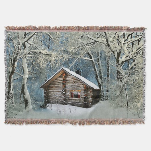 Rustikale Blockhütte Wintermagie Decke (Vorderseite)