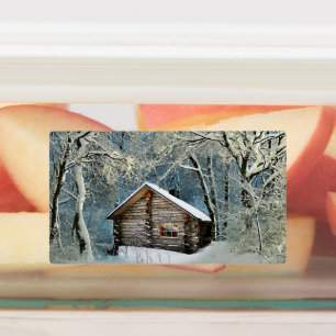 Rustikale Blockhütte Wintermagie Etiketten