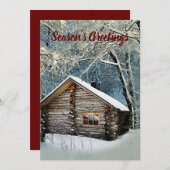 Rustikale Blockhütte Wintermagie Feiertagskarte (Vorne/Hinten)