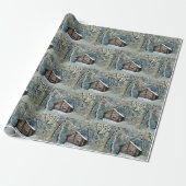 Rustikale Blockhütte Wintermagie Geschenkpapier (Ungerollt)