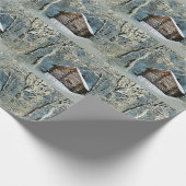 Rustikale Blockhütte Wintermagie Geschenkpapier (Ecke)