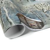Rustikale Blockhütte Wintermagie Geschenkpapier (Rolleneckpunkt)