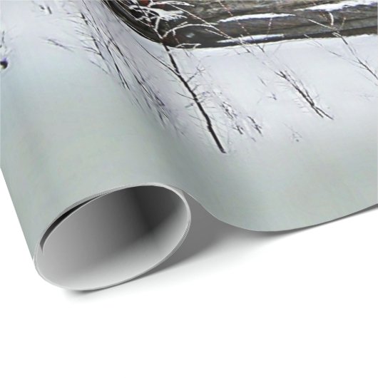Rustikale Blockhütte Wintermagie Geschenkpapier (Rolleneckpunkt)