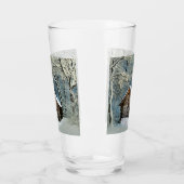 Rustikale Blockhütte Wintermagie Glas (Links)