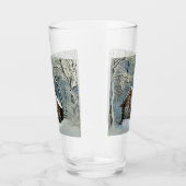 Rustikale Blockhütte Wintermagie Glas (Rechts)