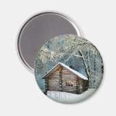 Rustikale Blockhütte Wintermagie Magnet (Vorderseite/Rückseite)