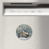 Rustikale Blockhütte Wintermagie Magnet (In Situ (Geschirrspüler))