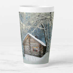 Rustikale Blockhütte Wintermagie Milchtasse