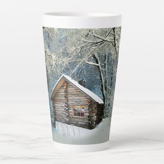 Rustikale Blockhütte Wintermagie Milchtasse (Vorderseite)