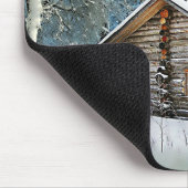 Rustikale Blockhütte Wintermagie Mousepad (Ecke)