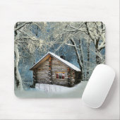 Rustikale Blockhütte Wintermagie Mousepad (Mit Mouse)