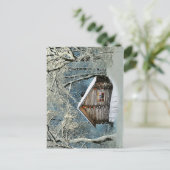 Rustikale Blockhütte Wintermagie Postkarte (Stehend Vorderseite)