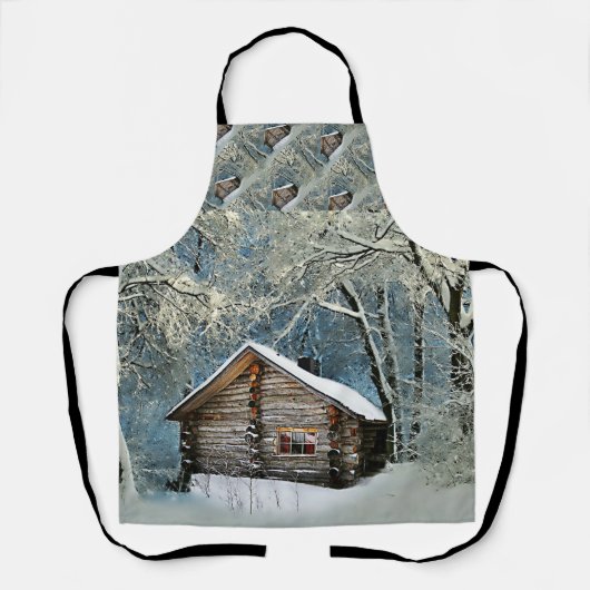 Rustikale Blockhütte Wintermagie Schürze (Vorderseite)