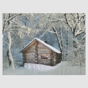Rustikale Blockhütte Wintermagie Seidenpapier