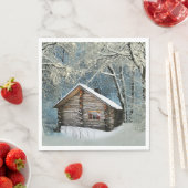 Rustikale Blockhütte Wintermagie Serviette (Beispiel)
