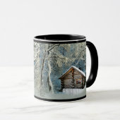 Rustikale Blockhütte Wintermagie Tasse (VorderseiteRechts)