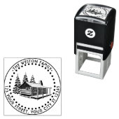 Rustikale Blockhütte Winterschneebezeichnung Rücks Permastempel (Beispiel)