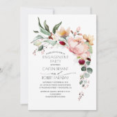Rustikale Bloom Boho Pink Gold-Engagement-Partei Einladung (Vorderseite)