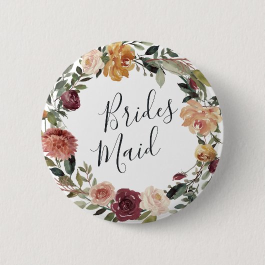 Rustikale Bloom Bridesmaid Button (Vorderseite)