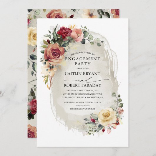 Rustikale Bloßfall-Engagement-Partei Einladung (Vorne/Hinten)