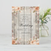 Rustikale Blossom String Lights Hochzeit Einladung (Stehend Vorderseite)