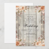 Rustikale Blossom String Lights Hochzeit Einladung (Vorne/Hinten)