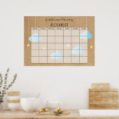 Rustikale Blue Clouds Gold Stars schätzen den Fäll Poster (Küche)