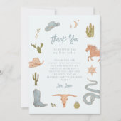 Rustikale Blue Cowboy Birthday Party Dankeskarte (Vorderseite)