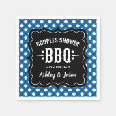 Rustikale Blue Gingham BBQ Paare Brause Serviette (Vorderseite)