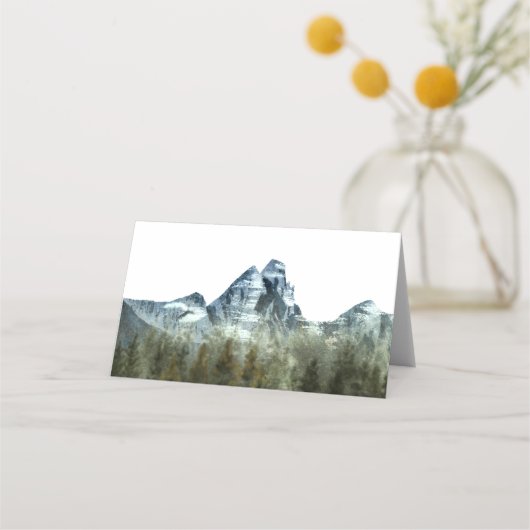 Rustikale Blue Mountain Wedding Tischnummer Platzkarte (Rückseite)