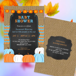 Rustikale Blue Orange Pumpkin Baby Dusche Einladun Einladung