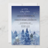 Rustikale Blue Pine Misty Forest Wedding Einladung (Vorderseite)