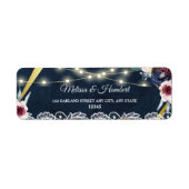 Rustikale Blue String Lights Hochzeit Rücksendeadr (Vorne)