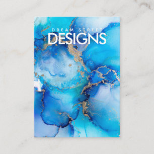 Rustikale Blue Watercolor Gold Earring Display Car Visitenkarte