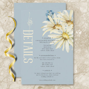 Rustikale Blue & White Daisies Hochzeitdetails Begleitkarte