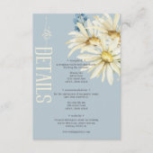 Rustikale Blue & White Daisies Hochzeitdetails Begleitkarte (Vorderseite)