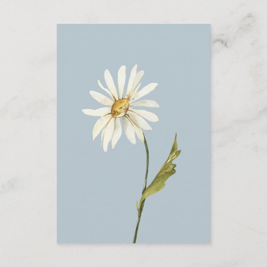 Rustikale Blue & White Daisies Hochzeitdetails Begleitkarte (Rückseite)