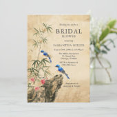 Rustikale Bluebird Bridal Dusche Einladung mit Bam (Stehend Vorderseite)