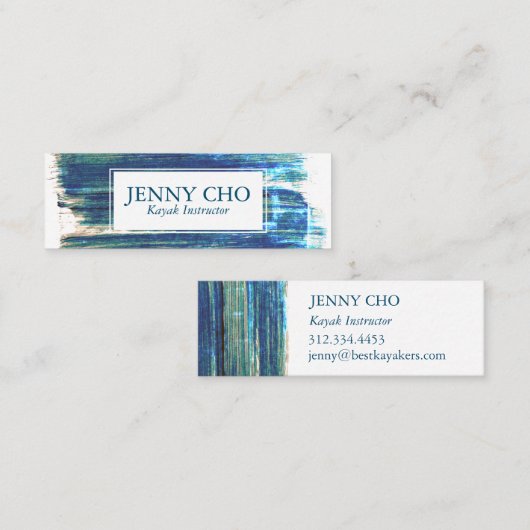 Rustikale Blues Streifen handbemalt Mini Visitenkarte (Vorne/Hinten)