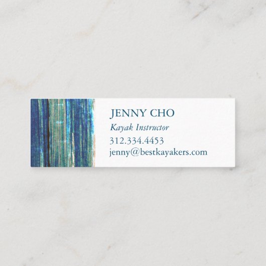 Rustikale Blues Streifen handbemalt Mini Visitenkarte (Rückseite)