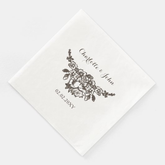 Rustikale Blüh Vintage Wedding Serviette (Ecke)