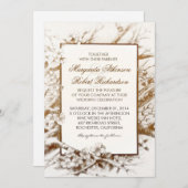 rustikale blühende Äste weiße Hochzeitseinladungen Einladung (Vorne/Hinten)